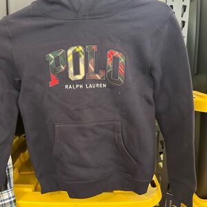 Ralph Lauren Dark Blue Hoodie with Multicolor Logo